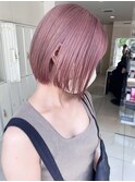 【ブリーチあり】コットンピンク×小顔ボブ