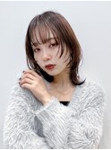 大人ショートボブ前髪ありフェイスレイヤーウルフ丸顔K20240121