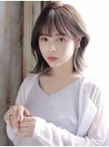 ミディアムくびれウルフ/暗めグレージュアッシュ【池袋】