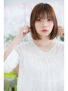 ミック ヘアアンドメイク アップ 駒込店(miq Hair&Make up) シースルー前髪★艶カラーナチュラル前下がりボブc1