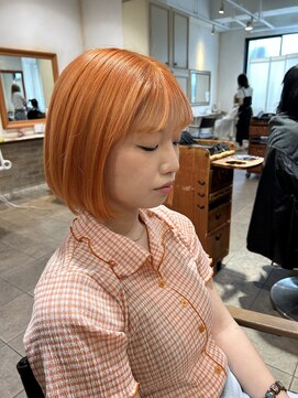 ネオリーブカップ 町田店(Neolive capu) Wカラー オレンジ Neolive capu町田店/マチルダボブ/前髪パーマ