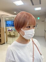 ケンジ 平塚ラスカ店(KENJE) ピンクオレンジ/暖色カラー/ショートカット/ケアブリーチ/平塚