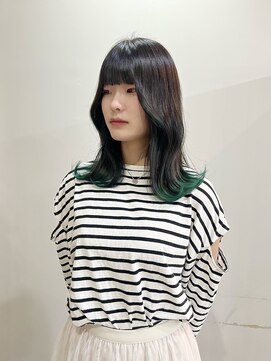 サクラ オモテサンドウ(SAKURA) 裾カラー/ターコイズグリーン/デザインカラー