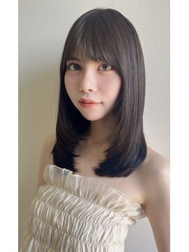 モアナ バイ ラナ 甚目寺店(MoanA BY LANA) 韓国風/透明感カラー/オリーブベージュ/ぱっつん前髪/小顔カット