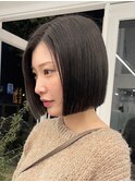 ボブミルクティーベージュブリーチダブルカラー堀江