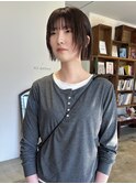 ボブブリーチなし春カラーレイヤーボブモカブラウン縮毛矯正
