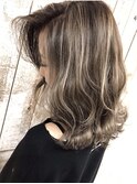 ハイライトゆるふわミディ_ライトブラウンアッシュ__CIEL048