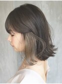 インナーカラーボブ_ハッシュカットフルバング_ba79351