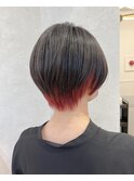 アプリコットピンクインナーカラーショートヘア【Lond 中居】