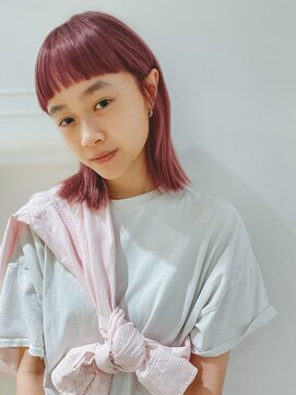 ホリデイズ ケアアンドスパ 練馬 豊島園(HOLIDAYS) 【HOLIDAYS】オン眉ミディアム×ピンクベージュ/練馬/髪質改善