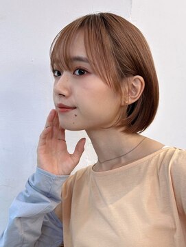 ポーチバイハニー オモテサンドウ(PORCH by HONEY omotesando) 耳かけワンレンマッシュボブ×ピンクベージュ