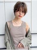 前髪あり耳掛け丸みくびれショートボブ20代30代40代50代(蘭)