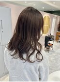 フェミニン/波巻きウェーブ/ブリーチ無しカラー/ピンクブラウン