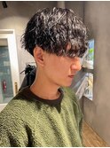 波巻きツイストスパイラルパーマメンズカットツーブロック