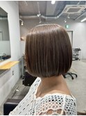くすみベージュマロンベージュ切りっぱなしボブ大人ボブ横浜駅