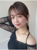 代シースルーぱっつん前髪で結んでかわいいフェイスレイヤー