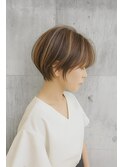 白髪ぼかしハイライト×大人ショートボブ/小田急相模原