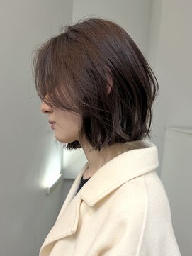 サンク 原宿 表参道(cinq) ミディアムボブ長め外国人風オリーブベージュヘーゼルベージュ