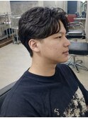 men's/ニュアンスパーマ/リバースセンターパート/眉毛/新宿
