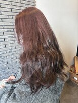 スーリール 福岡別府店(Sourire) カシスピンク ブラウンカラー ロングヘア レイヤーカット 20代