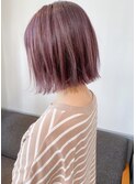 ピンクベージュ × 切りっぱなしボブ[横浜/横浜駅]