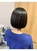 大人可愛い20代30代40代黒髪前下がりショートボブ大和西大寺