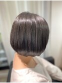 大人可愛い前髪×艶髪×白髪ぼかしグレーベージュことりベージュ
