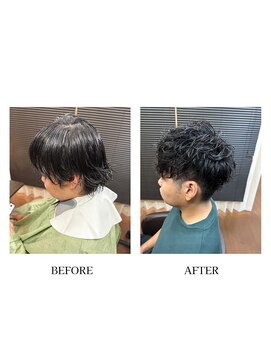 ヘアーメイク クーラ 行橋店(Hair make CURA) ビジネスカジュアルソフトスパイラルパーマ/ツーブロック