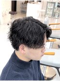 *波巻きパーマ/センターパート/メンズパーマ