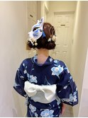 着付けに似合うツインお団子♪