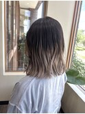 低めバレイヤージュ/ホワイトベージュ/シルバー/グレージュ