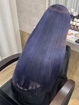 ヘアーザラブズラフズ オーガニカ 北九州(HAIR THE LOVES LAUGHS ORGANICA) ブルーラベンダー/ダブルカラー/透明感カラー
