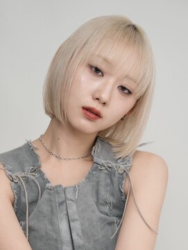 サンクマーケット 渋谷(cinq MARKET) 渋谷ブリーチダブルカラータッセルボブホワイトブロンド金髪韓国