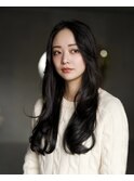 美髪ミディアムレイヤーカットデジタルパーマチェリーブラウン
