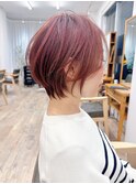 say.ショートボブ耳掛けショートローズブラウンピンクベージュ