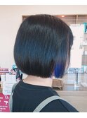 前下がりボブ×インナーBlueカラー