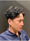 ビジネスナチュラル ニュアンスパーマ ツーブロックショート