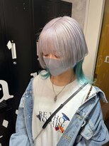 黒髪/前髪パーマ/グレーベージュ/レイヤーロング/ダブルカラー