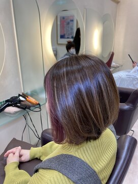 松本平太郎美容室 土浦パートワン(PART1) 大人丸みボブインナーカラー　20代30代40代50代60代　土浦