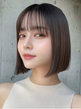 ノラギンザユー(NORA GINZA/U) 切りっぱなし外ハネボブ艶暗髪シースルーバング