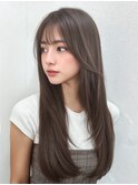 イメチェンヘアスタイル 、ピンクベージュ、前髪カタログ