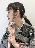 卒業式　成人式　着付け　振袖　袴　ヘアセット　金箔ヘア☆