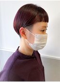 ツーブロック☆ボルドーオン眉マッシュ