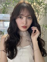 ミンクス ギンザ セントラル(MINX ginza central) 韓国アイドル風ビーチウェーブ斜めバンググレージュカラー