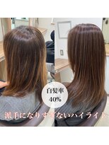 アッシュ 下丸子店(Ash) 白髪ぼかしハイライト+透明感脱白髪染め