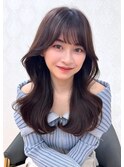 小顔/ワンレン/黒髪/ネビージュ