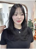 シースルーバング レイヤーカット ロングレイヤー ワンカール