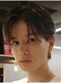 センターパートフェザーパーマ毛流れナチュラル縮毛矯正渋谷