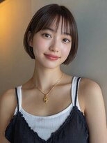 ミツバ(3tuba)&nbsp;丸みショート 丸みボブ シースルー ブラウンカラー 髪質改善