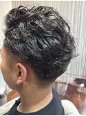 MEN’S/刈り上げセンターパート/ニュアンスパーマ/登米市